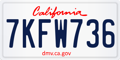CA license plate 7KFW736