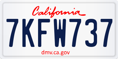 CA license plate 7KFW737