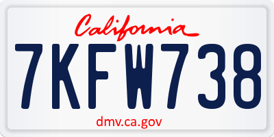 CA license plate 7KFW738