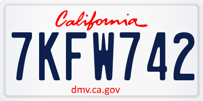 CA license plate 7KFW742