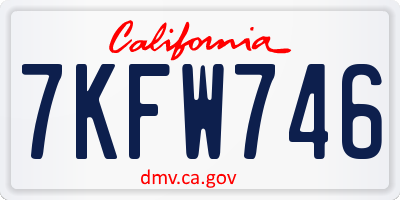 CA license plate 7KFW746