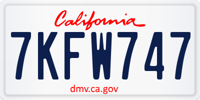 CA license plate 7KFW747