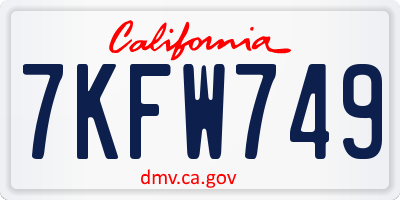 CA license plate 7KFW749