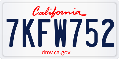 CA license plate 7KFW752