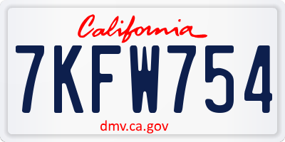 CA license plate 7KFW754