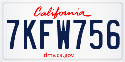 CA license plate 7KFW756