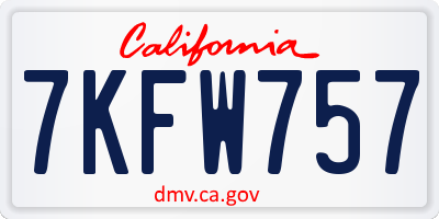 CA license plate 7KFW757