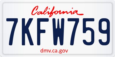 CA license plate 7KFW759