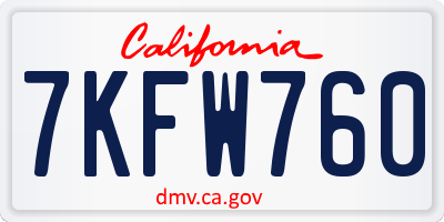 CA license plate 7KFW760