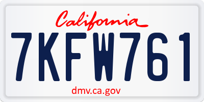 CA license plate 7KFW761