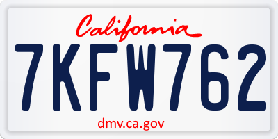 CA license plate 7KFW762