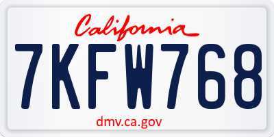 CA license plate 7KFW768