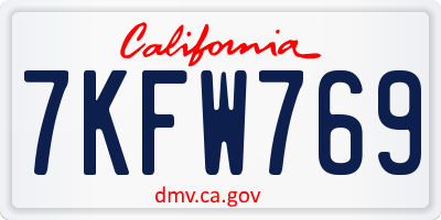 CA license plate 7KFW769