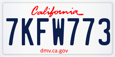 CA license plate 7KFW773