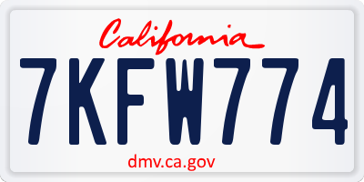 CA license plate 7KFW774