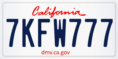CA license plate 7KFW777