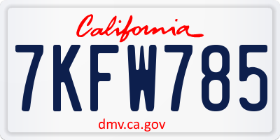 CA license plate 7KFW785