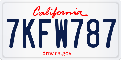 CA license plate 7KFW787