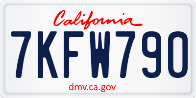 CA license plate 7KFW790