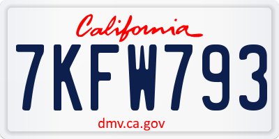 CA license plate 7KFW793