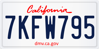 CA license plate 7KFW795