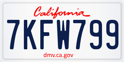 CA license plate 7KFW799