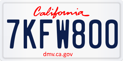 CA license plate 7KFW800