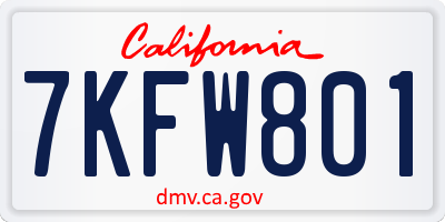 CA license plate 7KFW801