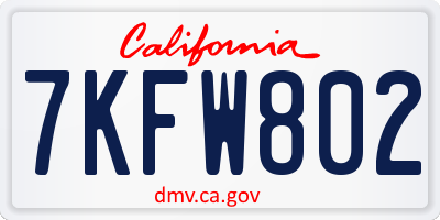 CA license plate 7KFW802