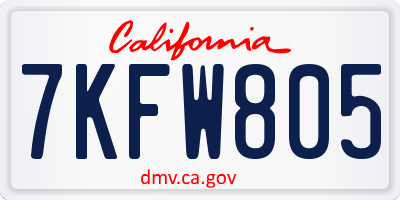 CA license plate 7KFW805