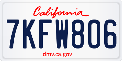 CA license plate 7KFW806
