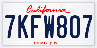CA license plate 7KFW807
