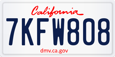 CA license plate 7KFW808