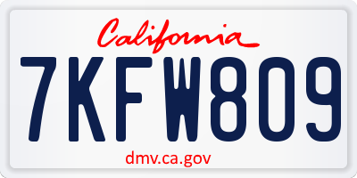 CA license plate 7KFW809