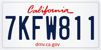 CA license plate 7KFW811