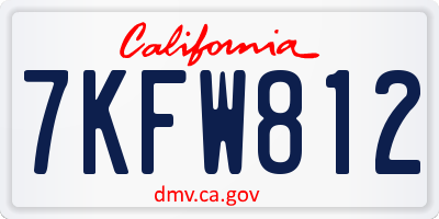 CA license plate 7KFW812