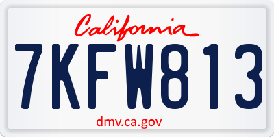 CA license plate 7KFW813