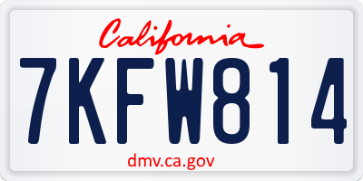 CA license plate 7KFW814