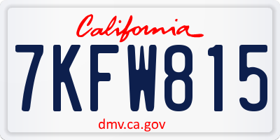 CA license plate 7KFW815