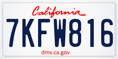 CA license plate 7KFW816