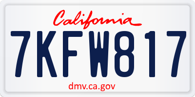 CA license plate 7KFW817