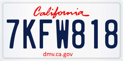 CA license plate 7KFW818