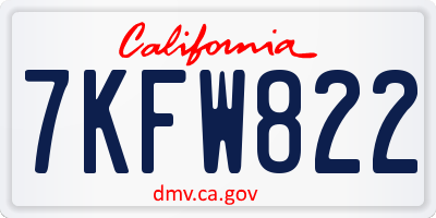 CA license plate 7KFW822