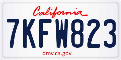 CA license plate 7KFW823