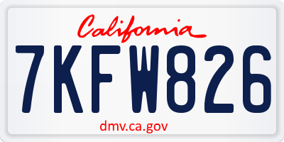 CA license plate 7KFW826