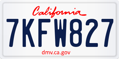CA license plate 7KFW827