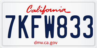 CA license plate 7KFW833