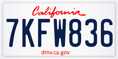 CA license plate 7KFW836