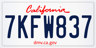 CA license plate 7KFW837
