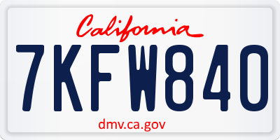 CA license plate 7KFW840